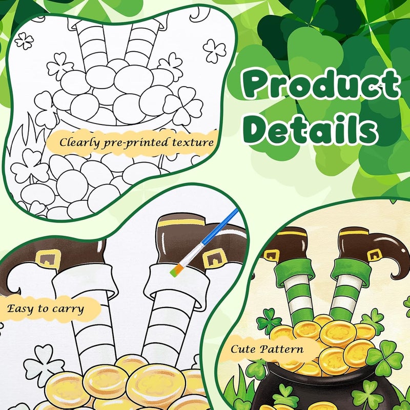 Anseal 12 Packs St. Patrick's Day Pre Drawn Canvas to Paint, 5" X 7" Pre Printed Canvas for Painting, Pre Stretched Canvas Outline Painting Boards for Paint Lovers, Party Favor - Image 4